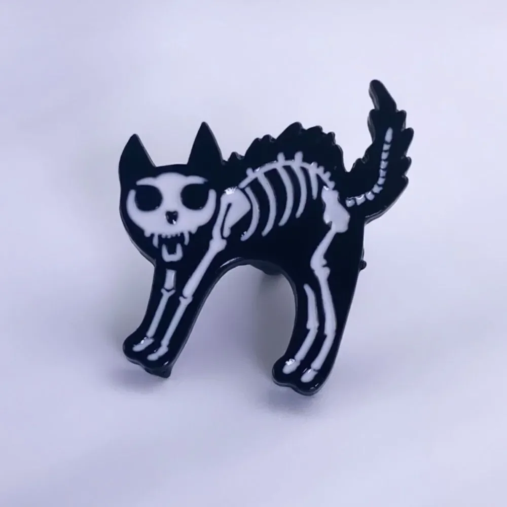 Skeletal Kitty Enamel Pin/ Brooch